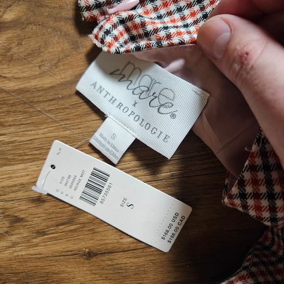 Mare Mare x Anthropologie V-Neck Mini-Check Romper S Viscose Blend Chic NWT - Picture 3 of 7